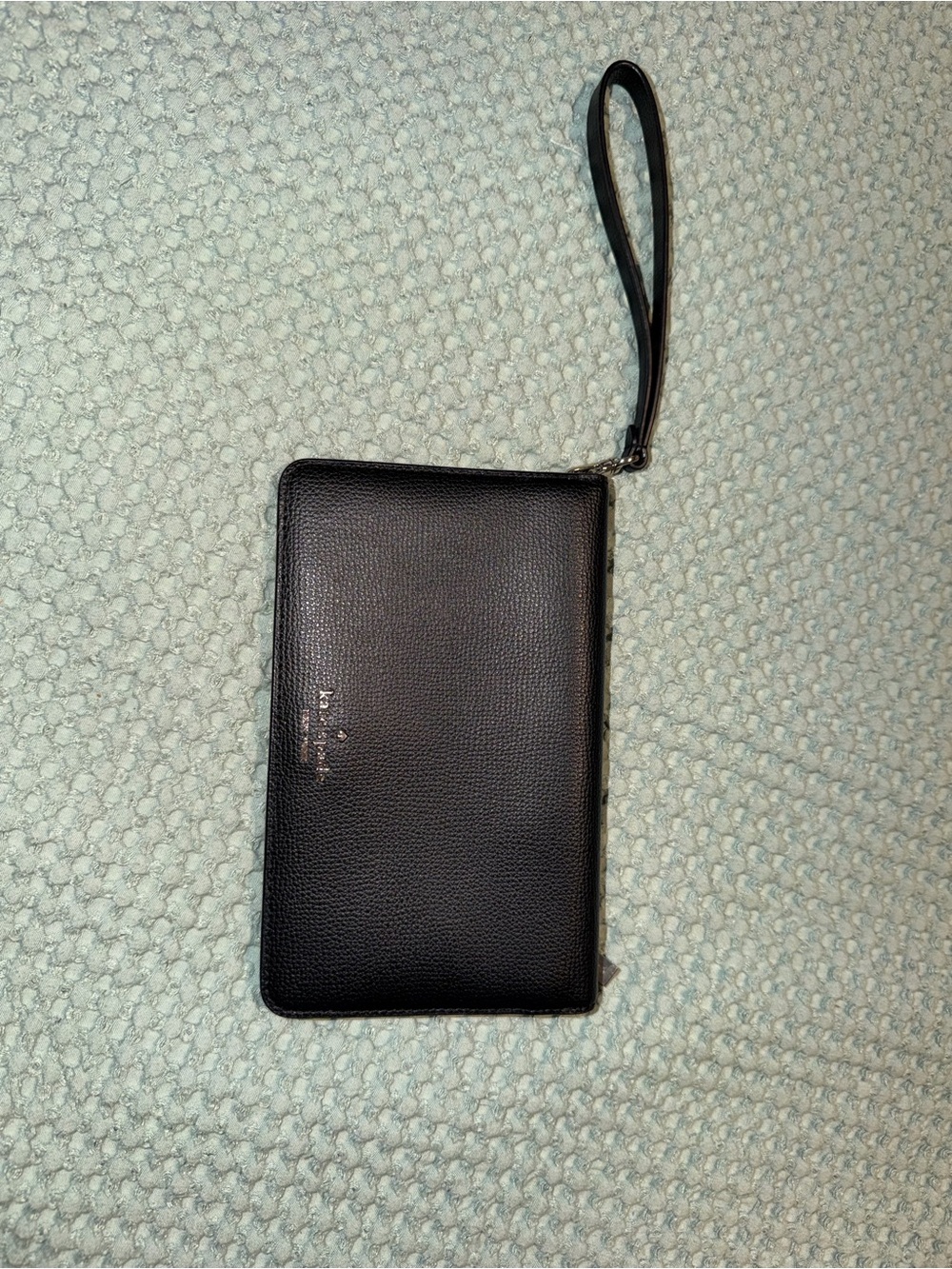 kate spade Black Pebbled Leather Wristlet Wallet with Strap